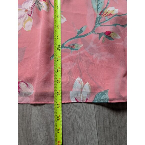 Belle Kim Gravel Floral Sheer Pink Bell Sleeve Tunic Embellished V-Neck 2X - Picture 5 of 6